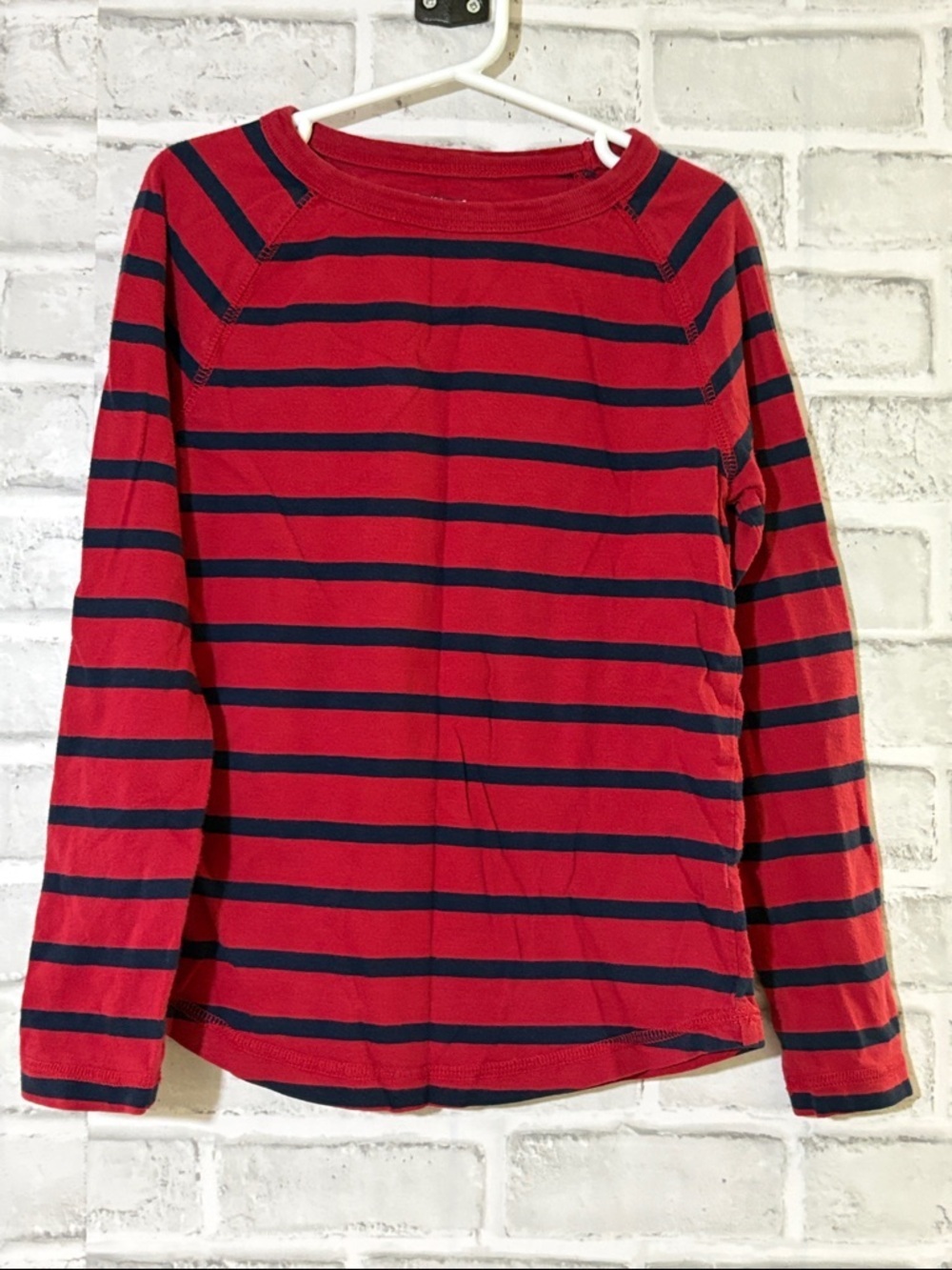 4/$20 GAP Kids Red and Navy Striped Tee, size small or 6-7 age